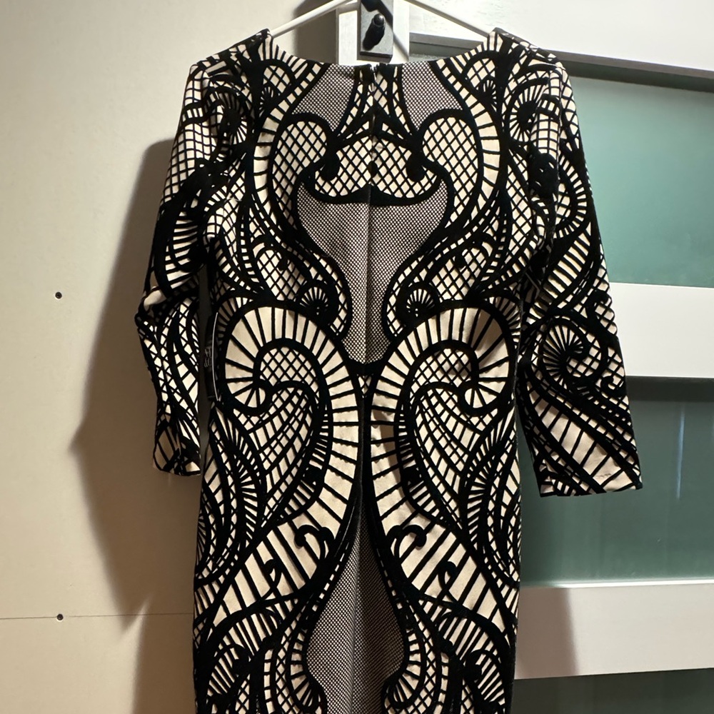 NWT NY&Co dress. Size S, cream with black velvet trim